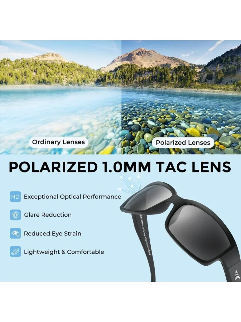 Polarized Sport Sunglasses for Men & Women | UV Protection, Lightweight, Wrap